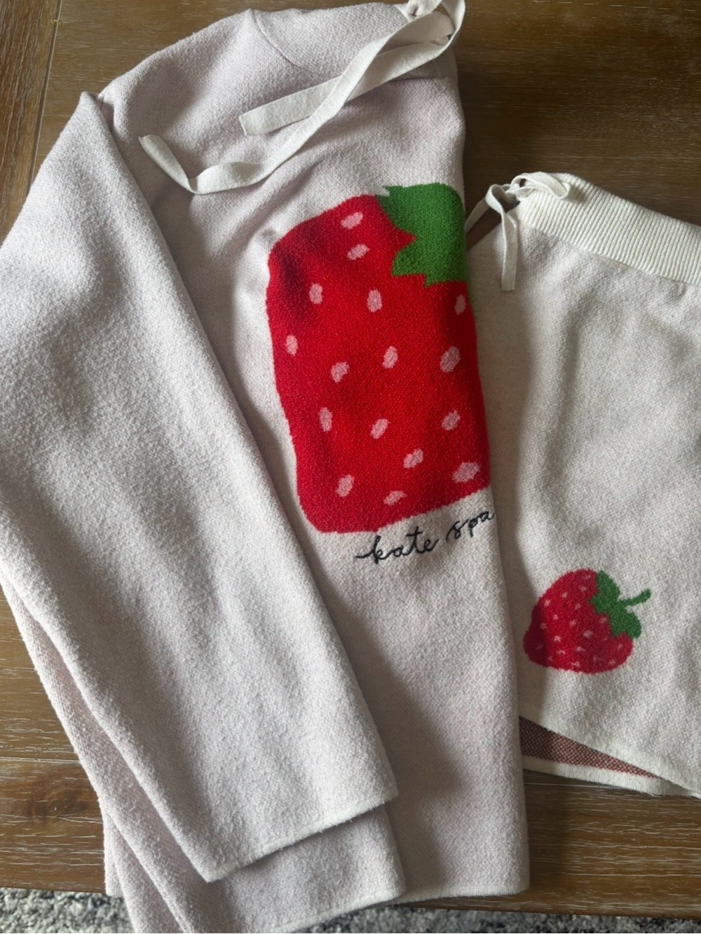 kate spade x target Cream Knit Top and Shorts with Red Strawberry Graphic